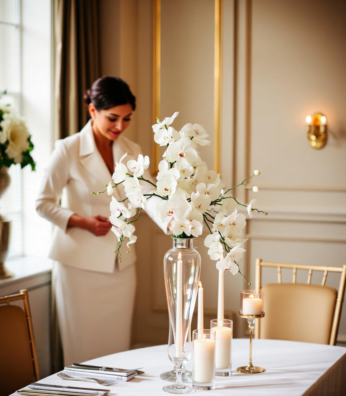 JC Event Group planner arranging orchids